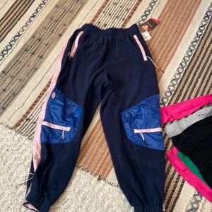 Free People performance fabric midnight Navy combo fleece pants. medium